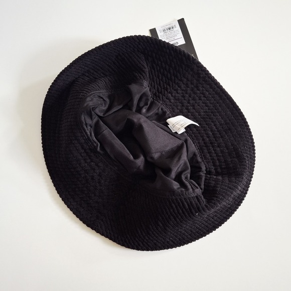 NWT Black Terrycloth Flower Bucket Hat Women's OS Boho Beachy Streetwear - Picture 4 of 7